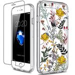 GiiKa iPhone 6 6s Case with Screen Protector, Clear Heavy Duty Protective Case Floral Girls Women Shockproof Hard PC Back Case with Slim TPU Bumper Cover Phone Case for iPhone 6s, Wildflower