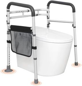 VEVOR Toilet Safety Rail, Folding Toilet Seat Frame, Adjustable Width & Height Fit Most Toilets, Supports 136 kg, Stand Alone Toilet Handles Grab Bars with Padded Arms for Handicap, Disabled, Seniors