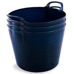 Neat Plastics 42L Flexi Tubs 3 Packs - Versatile Large Garden Tubs with Handles, Handy Builders Buckets Heavy Duty, Ideal Bath Bucket & Flexi Bucket, Durable Flexible Buckets for Home & Garden (Navy)