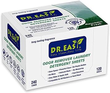 DR.EASY Odor Remover Laundry Detergent Sheets 240 loads Mountain Fresh,Easy To Carry Great For Travel,safe for pets,No mess No Dyes biodegradable formula