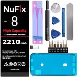 NuFix High Capacity Battery Replacement for Apple iPhone 8 2210mAh Compatible Replacement Battery Kit Tools Adhesive (Complete Kit)