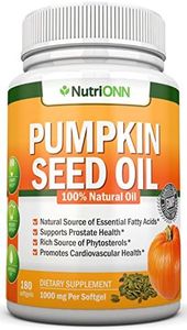 Pumpkin Seed Oil - 1000MG - 180 Softgels - Cold-Pressed Natural Pumpkin Seed Oil - Natural Source of Essential Fatty Acids - Great for Hair Growth, Prostate Health, Joint Health and GI Tract