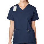 WONDERWINK Women's Wonderwork V-Neck Scrub Top, Navy, Medium