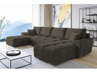 Easy Sofas and Wardrobes Velvet Corner U Shaped Sofa 365 x 85 x 189 – Storage and Pillows - Pull out Sofa Bed - Sofas for Living Room – Sofabed Sleeping Function - Color: Graphite (MO-20)
