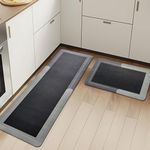 SITTELLA Rubber 2 Kitchen Mats Set, Anti-Skid Kitchen Mats 3.5mm, Water Absorbent Rug, Carpets, Floor Mat for Home and Kitchen (120x40cm & 40x60cm) in Grey, Rectangular