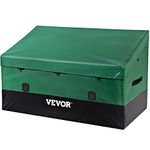 Vevor Outdoor Storage Box, 230 Gallon Waterproof PE Tarpaulin Deck Box w/Galvanized Frame, All-Weather Protection & Portable, for Camping, Garden, Poolside, and Yard, Brown & Blue, Green