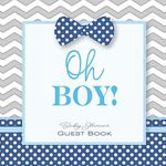 Oh Boy! Baby Shower Guest Book: Baby Shower GuestBook with Wishes & Advice for Parents + BONUS Gift Tracker Log + Keepsake Pages | Little Man Bow Tie Gray Blue Navy