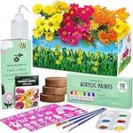 Kids Paint & Plant Flower Growing Kit, Kids Gardening Set for Kids, Best Gift for 5 6 7 8 9 10 11 Year Old Girls, Grow Your Own Fairy Garden Kit, Art & Craft Garden Kit for Kids, STEM Planting Set
