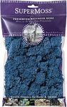 SuperMoss Reindeer Moss Preserved, Long Lasting Decorative Moss for Floral Décor Potted Plants and Indoor Planters, 8 Ounce Royal Blue