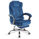 Blisswood Executive Office Chair With Footrest & Lumbar Support Ergonomic Recliner Computer Desk Chair Adjustable Back Rest Heavy Duty 360° Swivel Gaming Chair Blue for Home Office with Tilt Function