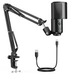 Fifine USB Microphone Kit for Podcast Recording, PC Condenser Microphone Set with Boom Arm Stand, Mute Button, Pop Filter, Computer Cardioid Metal Mic for Streaming Vocal Voiceover Singing-T669PRO1