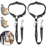 Dog Car Seat Belts 2 Pcs, Dog Car Harness, Dog Seat Belts for Cars, Adjustable Elastic Bungee Harness Dog Seatbelt with Seatbelt Clip, Car Safety Buckle Seat Belt for Dog Pet