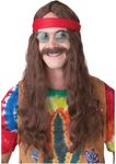 Hippie Man Wig and Mustache Standard