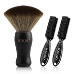 NICEMOVIC 3 IN 1 Barber Neck Duster Brush Set, Professional Barber Accessories Cleaning Supplies, Duster Nylon Brush Hair Cutting Styling Brush Tool (Black)