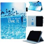 Universal 10 10.1 Inch Android Tablet Case, Universal Tablet Case Cover for 10 10.1 Inch Tablet, Dluggs PU Leather Stand Wallet Case for 9.5-10.5 Inch Tablet, Beach