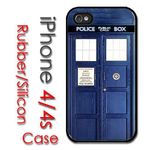 iPhone 4 4S Rubber Silicone Case - Dr Who Tardis Blue Police Call Box tardis2