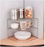 Zepdos® Stainless Steel 2-Tier Kitchen Rack and Organizer Spice Rack and Container Organizer, Utensils Dishes Spices Jar holder rack and cup and glass holder (3 Layer Corner Rack)