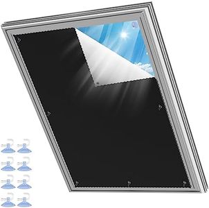 Roof Window Roller Blind, Blackout Thermal Sun Protection, Silver Coating, Blackout Roller Blind, No Drilling Required, for the Office/Study (VELUX Compatible, CK02 - 37 x 58 cm)