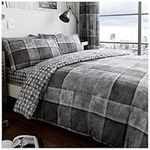 GC GAVENO CAVAILIA Checkered Duvet Cover King Size (230cm x 220cm) | Polycotton Bedding Sets King Size | Washable Linen | Grey