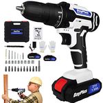 ZanGe 25+1 Torque Setting Cordless Electric Drill Set w/ 2 Batteries, 3/8" Keyless Chuck Power Tools Kit, 2 Variable Speed 21V Electric Drill, LED Work Light, 29pcs Drill/Driver Bits and Carry Box