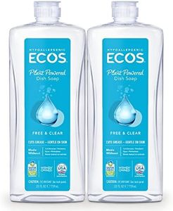 Earth Friendly Products ECOS Dishmate Hypoallergenic Dish Soap, Free & Clear, 25 oz Bottle (Pack of 2)