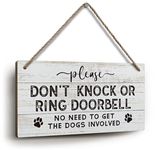 YZEXEZY Do Not Knock or Ring Doorbell Sign 6"x12"Dog Warning Sign for Front Door Gate Fence-Do Not Disturb Ring Doorbell Cover Rustic Wooden Sign for Home Decoration