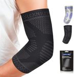 Lexniush Elbow Support for Women Men, Elbow Compression Sleeves for Tennis & Golfers Elbow, Tendonitis Arthritis, Joint Pain Relief Arm Support, Elbow Brace for Weightlifting, Tennis, Gym(Black, M)