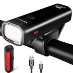 VICTGOAL USB Rechargeable Bicycle Light Set 400 Lumen Super Bright Headlight Front Lights and Back Rear LED 4 Light Mode Road Cycling Safety Flashlight Runtime 4+ Hours (Black)