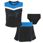 Outerstuff Girls Toddler Black Carolina Panthers Spirit Cheer Two-Piece Cheerleader Set with Bloomers