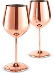 Beautify Wine Glasses, Set of 2 450ml Copper Stainless Steel Cocktail Glasses, Unbreakable Metallic Gin Glass Gift Set for Men & Women