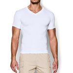 Under Armour Men's Tactical HeatGear Compression V-Neck Shirt, White, Small