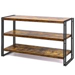 HCHQHS 3-Tier Rustic Wood and Metal Industrial Bookshelf for Home Office, Bedroom, Kitchen, Bathroom - 47in