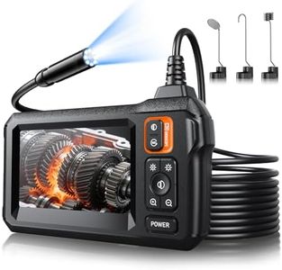 Endoscope Camera with Light, Inspection Borescope Camera with 4.3" IPS Screen, 1920P HD with 8 LED Lights, 16.6FT Semi-Rigid Cord Bore Scope, IP67 Waterproof Endoscope for Sewer, Tools(Orange)