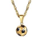 PROSTEEL Mens Football Necklace Soccer Pendant with Adjustable Chain, Engraved Available Silver/Gold Plated 316L Stainless Steel Sports Jewellery for Men Teen (Send Gift Box)