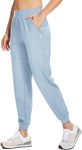 WILLIT Women's Athletic Joggers Pants Running Workout Quick Dry Pants Lightweight with Zipper Pockets Blue Ashes S