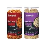 SNACKPURE BY ZUARI Soya Sticks Peri Peri Flavor & Oats Chips Cream & Onion Flavor | Palm Oil Free | High Protein, Healthy, Gluten-Free Snack Combo | Pack of 2, 140g