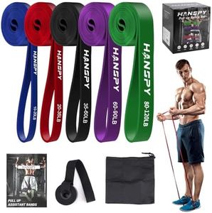 HANSPY Resistance Bands Set 5 Levels Pull Up Bands for Men and Women Fitness Exercise Bands for Strength Training, Home Gym Exercise, Physical Therapy, Yoga, Pull Up Assistance Bands with Door Anchor