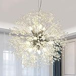 Sputnik Chandeliers 9-Light, Modern Crystal Pendant Lighting Chic Fashion Dandelion Firework Chandelier for Dining Rooms LED Crystal Ceiling Light Fixtures Hanging Light Fixtures for Bedroom