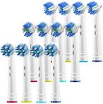 Toothbrush Heads for Oral B, 12 Pack Professional Electric Toothbrush Replacement Heads Medium Dupont Bristles Replacement Toothbrush Heads Assorted Floss Cross & Whitening Styles Brush Heads Refills