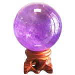 Prime Grade Amethyst Crystal Sphere, Rare Purple Power Stone Ball for Crystal Healing, Meditation, Scrying, Feng Shui, Hand-Made (50mm)