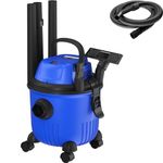 DICN Wet and Dry Vacuum 15 Litre Container 16KP Suction Force 800W Motor with 2M Power Cable Vacuum Cleaner Dry Rubbish/Standing Water/Clean Carpet for Home and Garden Car Garage, Blue