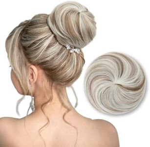 SARLA Hair Bun Extension Synthetic Drawstring Updo Fake Ballet Bun for Women Girls Lady Donut Chignon Ivory Blonde