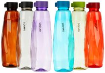 Amazon Brand - Solimo Water Bottle - 1 Ltr, Multicolor | Break Proof | Freezer Safe | BPA Free | Leak Proof (Set of 6, Zeta)