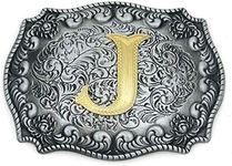 Western Belt Buckle Initial Letter ABCDJMS to Z- Cowboy Rodeo Belt Buckles for Women Men - Multicolored - One Size