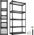 VEVOR Storage Shelving Unit, 5-Tier Adjustable, 2000 lbs Capacity, Heavy Duty Garage Shelves Metal Organizer Wire Rack, Black, 36" L x 16" W x 72" H for Kitchen Pantry Basement Bathroom Laundry Closet