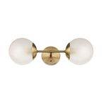 Globe Electric Celestia 2-Light Wall Sconce, Matte Brass, Frosted Glass Shades