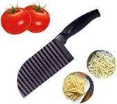 LALI Garnishing Knife French Fry Cutter Crinkle Potato Slicer Stainless Steel Potato Dough Waves Crinkle Cutter Slicer, Home Kitchen Vegetable Chip Blade Cooking Tools (Corrugated Blade-Large Size)