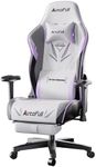 AutoFull Gaming Chair with Wider Seat Cushion, Ergonomic Gamer Chair with Footrest, Adjustable Seat Height and Backrest Tilt, Headrest and Lumbar Support, White