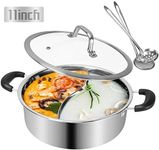 Shabu Hot Pot Stainless Steel,Chinese Induction Shabu Pot with Divider for Kitchen Cooker, Gas Stove