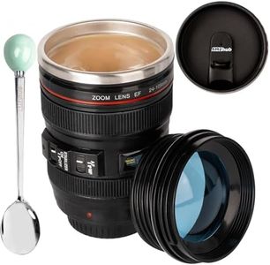 AMZHUB Camera Lens Coffee Mug,Travel Coffee Cup,Stainless Steel Lens Mug Thermos Camera Lens Mug with Lid and Spoon,Cool Gifts for Photographers Men and Women